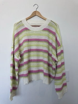 Suéter Pullover SO Juniors Talla Grande 3X Manga Larga Rosa Lima Blanco Foto 1 de 4