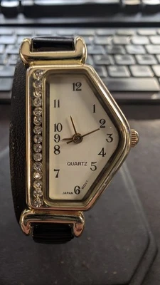 Collezio 1999 Japan Quartz Gold-Tone Asymmetrical NOS Crystal Accent Watch - Image 1 of 4