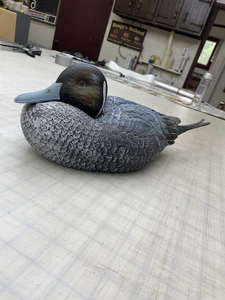 Hand Painted Grey Blue  White Ceramic Duck Figurine Decoy Style Large Tail VTG - Picture 1 of 14
