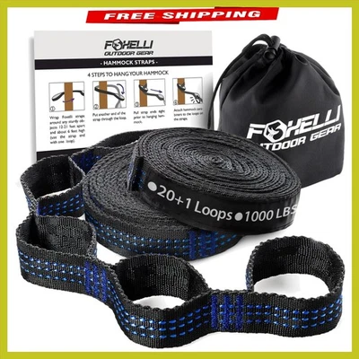 Correas para hamaca ligeras de 20 pies con 40+2 bucles, perfectas para acampar y hacer senderismo Foto 1 de 4