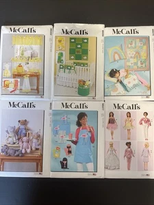 Lot Of 6 McCALL’s Sewing Patterns Crafting Decor Apron Pillows Plush Doll Clothe - Picture 1 of 7