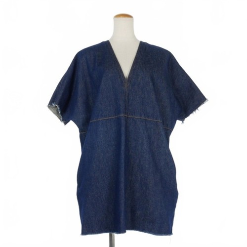 MMSICS Maison Margiela Mm6 maglione denim scollo a V taglio tunica 36 indaco usa