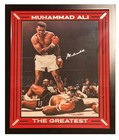 MUHAMMAD ALI AUTO COLOR FRAMED 16X20 OVER LISTON BOXING PHOTO JSA LETTER AUTH