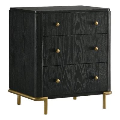 Mesita de noche de madera Coaster Arini de 3 cajones con toma USB negra Foto 1 de 4