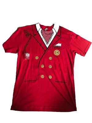 NEW Captain Morgan T-shirt Tee Pirate Red Costume Shirt LARGE  + Shot Necklace - Image 1 of 4