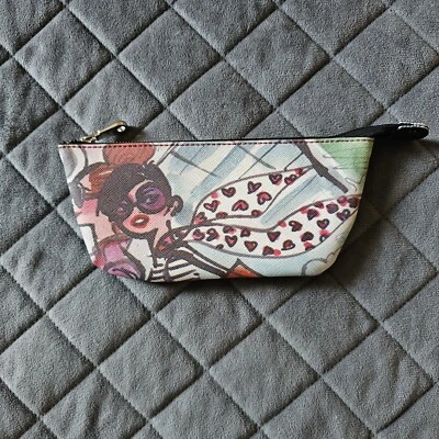 Izak Zenou Girls with Scarf Zip Pencil Case Makeup Bag Case Pouch  - Image 1 of 4