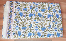 Voile Floral Block Printed Fabric Woman 1 Yard Handmade Running Fabric
