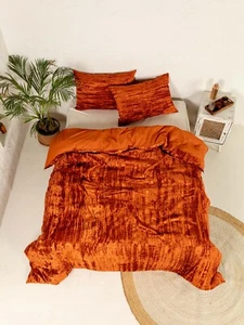 3 Piece Crushed Velvet Duvet Cover set Luxury Boho Bedding UO Comforter Cover - Picture 1 of 5
