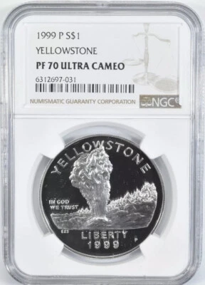 1999 YELLOWSTONE Silver Dollar $1 NGC PF70💥FLAWLESS QUALITY💥 - Image 1 of 4