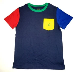 $45 Polo RALPH LAUREN Boys MEDIUM 10 - 12 T Shirt Colorblock TEE Short SL Pocket - Picture 1 of 24
