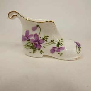 Botas antiguas Hammersley hueso fino porcelana, figura de zapato. Púrpura violeta 3" ADK0Z - Imagen 1 de 16