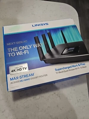 Linksys Ac5000 Mu MIMO 5.0 GHz Tri Band Quad Stream WiFi Router Ea9400 - Image 1 of 4