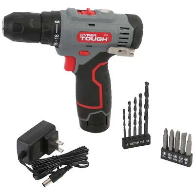 Hyper Tough 12V Lithium-Ion Cordless 2-Speed Drill Driver 1.5Ah Battery Charger Foto 1 de 4