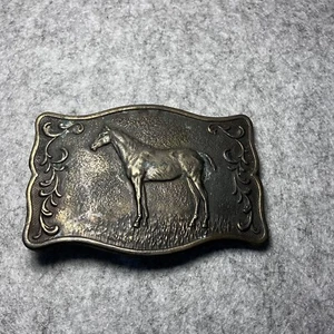 Vintage 1975 Horse Belt Buckle Metal Wyoming Studio Art Works Inc. N-14 - Picture 1 of 6
