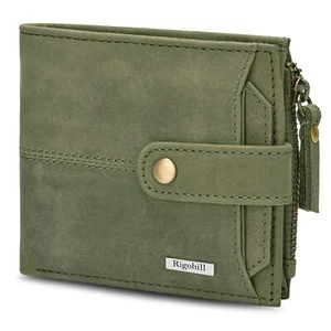 Doger Olive Green Mens Leather Wallet | Leather Wallet for Men | RFID Mens Walle - Foto 1 di 7