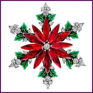 Schneeflocke Anstecknadel Weihnachten rot und grün Broschen Zubehör Party Deko - Bild 1 von 26