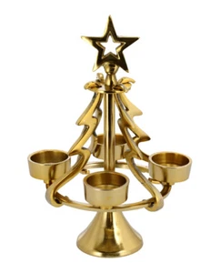 Adventskranz Tannenbaum aus Metall gold, H: 28 cm - Weihnachten Deko,Adventsdeko - Bild 1 von 1