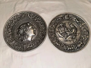 "Platos de peltre mitológico vintage de Grecia Alejandro el GRANDE soldado 12""" - Imagen 1 de 8