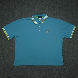 Psycho Bunny Shirt Mens XXL Blue Short Sleeve Pique Polo Ringer 2XL - Picture 1 of 7