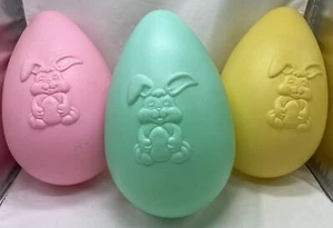 Lot of 3 1998  Blow Mold Easter Egg 14" Grand Venture Embossed Bunny Rabbit - Picture 1 of 5