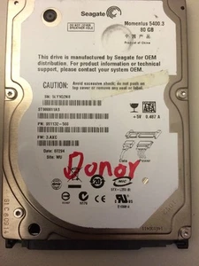 Seagate  ST980811AS, FW 3.AXC, 80GB, 100398689 B, SATA 2.5 Donor Harddrive - Foto 1 di 1
