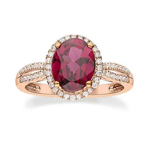Gin and Grace Lainey 10K Rose Gold Oval-Cut Madagascar Rhodolite Ring 1.94tcw 6 - Image 1 of 1