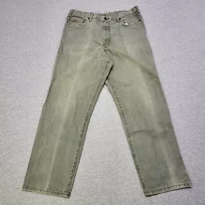 Eddie Bauer Jeans Mens 33x30 Mid-Rise Straight Classic Stone Wash Green Denim - Picture 1 of 18