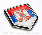 Serbia Flag Serbian Emblem Chrome Car Decal Sticker