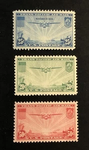 US Airmail Stamp Set C20, C21, C22, China Clipper, MNH, XF, OG. A Very Nice Set. - Picture 1 of 10