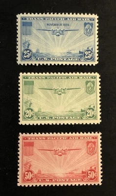 US Airmail Stamp Set C20, C21, C22, China Clipper, MNH, XF, OG. A Very Nice Set. - Image 1 of 4