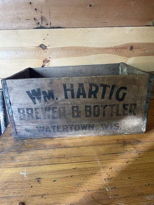 Rare Hartig Wooden Beer Bottle Crate Case Pre Prohibition Watertown Wisconsin Wi - Image 1 of 4