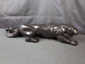 Estatuilla de pantera negra brillante vintage MCM Stalking años 50 16" - Imagen 1 de 11