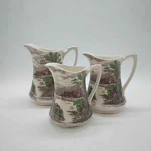 3 x Alfred Meakin Tintern Hand Painted Brown & White Pitchers 5.25"/6"/7" Tall - Picture 1 of 19