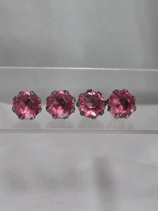 (4) Botones antiguos de piedras preciosas de vidrio estilo zafiro rosa facetado - Imagen 1 de 6