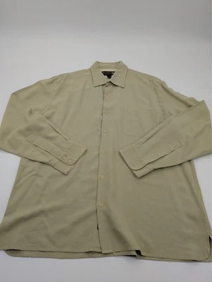 Camisa Nat Nast Para Hombre Grande Beige Seda Algodón Manga Larga Abotonada Lujo Informal Foto 1 de 4