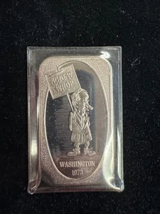 1 OZ NIXON AGNEW WHO? WASHINGTON DC 1973 SILVER ART BAR .999 FINE SILVER #'D - Bild 1 von 2