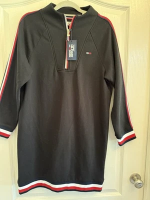 Tommy Hilfiger Dress Black with Signature Red and White Stripes NWT Size Medium - Image 1 of 3