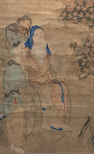 Antikes chinesisches traditionelles Gemälde selten echt historisch asiatische Kunst Dekor Geschenke - Bild 1 von 15