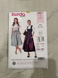 Burda 6268 Sewing Pattern German Folklore Costume Size 8-18 - Picture 1 of 2