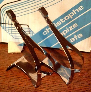 NOS CHRISTOPHE CHROMED STEEL LARGE TOE CLIPS, 1980's - Picture 1 of 1