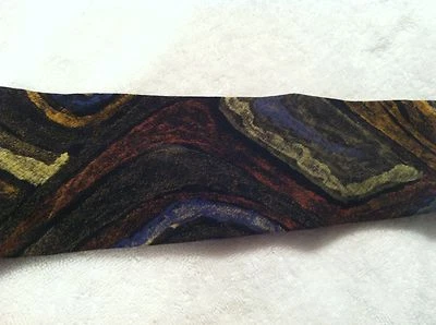 Adolfo Tie Multi-Colored Swirl Design Black, Brown Blue & Cream #46 - Imagem 1 de 3