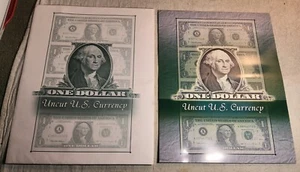 UNCUT SHEET OF 2 ONE DOLLAR BILLS ($1) SERIES 2001 IN INFORMATIVE FOLDER & ENVEL - Picture 1 of 11