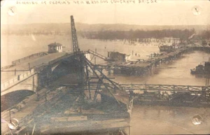 antique  PEORIA IL   REMAINS OF CONCRET BRIDGE    Real Photo postcard RPPC - Picture 1 of 2