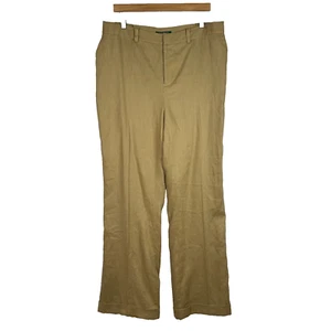 Lauren Ralph Lauren Dress Pants Linen Womens 16W Tan Wide Leg Cuffed Lined NWT - Picture 1 of 11