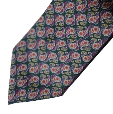 Christian Dior Designer Necktie 4x56 Silk Green Geometric Executive Office Tie - Image 1 of 4