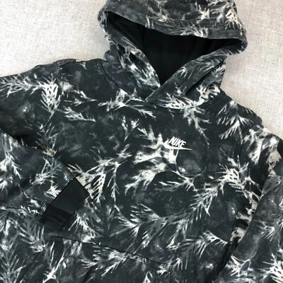 Nike Sportswear Club Fleece Hoodie Sweatshirt Youth Large Black Tie Dye Pullover - Image 1 of 4