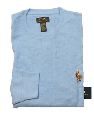Polo Ralph Lauren Grande Alto Azul Riding Bear Waffle Térmica Cuello Redondo Camiseta Foto 1 de 4
