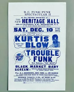 Hip Hop Flyer / Kurtis Blow / Trouble Funk / 1983 / Buddy Esquire / Zulu Nation - Foto 1 di 1