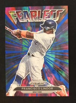 2022 Prizm Francisco Lindor Mets Fearless Blue Mojo Prizm SP /199 Card #FL-13 - Image 1 of 2