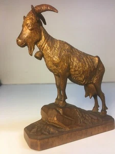 ANTIQUE BLACK FOREST SWISS WOOD CARVED NANNY GOAT - Picture 1 of 9